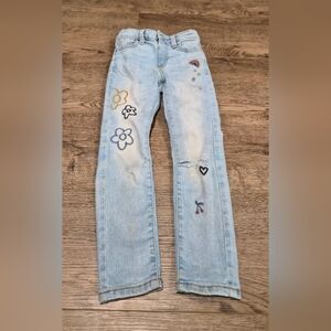 Little Girls Sz 6 Stylish Embroidered Light Blue Jeans